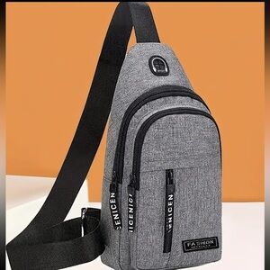 New! Boss Bags Waterproof Nylon Sling Bag Backpack Gray Mens Travel Work School
